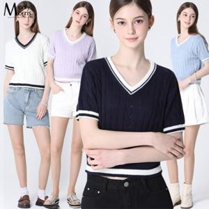 [더블유쇼핑][모리모리스(Morry Morris)] 라이크 배색 브이넥 니