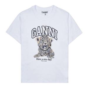 [가니]가니 레오파드 프린트 티셔츠 화이트 T4124-943