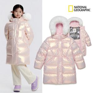 내셔널지오그래픽키즈 롱패딩 K254GDW020 여아 핑크 셀레네 덕다운 점퍼 고학년 글로시 딜