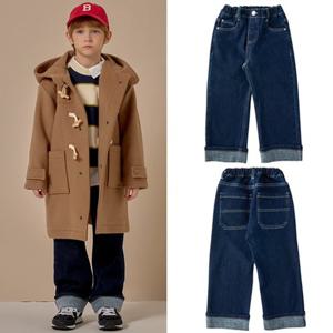 [블루독8-키즈] 다크데님 세미와이드롤업데님팬츠 기모 면스판 청바지 두돌선물 초등 25C7541403