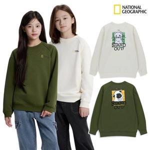 내셔널지오그래픽키즈 티셔츠 K254USW040 남아 여아 백그래픽 융 기모 맨투맨 고학년 딜