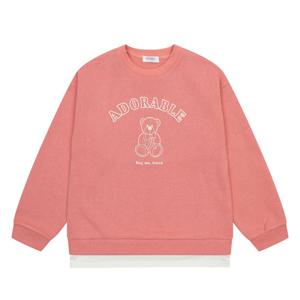 에꼴리에 여아 기모 레이어드 베어 맨투맨 티셔츠 21D1463_OR