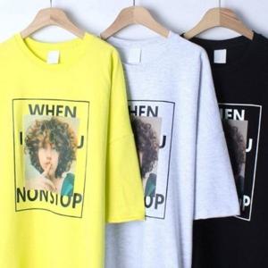 [엄지척]305O307S 파마걸 나염 오버 의류 반팔티 빅사이즈_19600