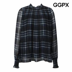 [GGPX] 체크 플리츠 쉬폰 블라우스 (GP9SH067F)