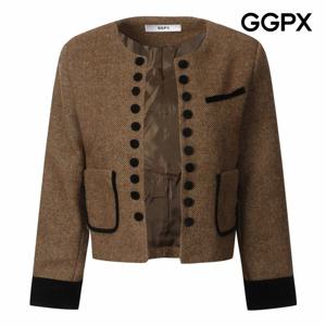 [GGPX] 소매 배색 오픈형 헤링본 모직 자켓 (GP9JK048F)