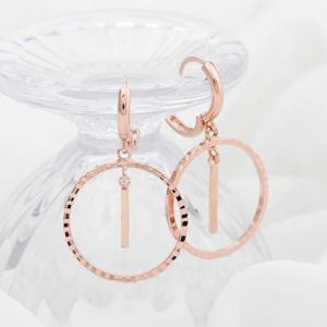 금침귀걸이 14K 니아 로즈골드 원터치 라운드링 드롭