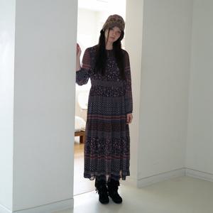 [써스데이아일랜드][여성]보헤미안 플라워 보더 롱 원피스(T256MOP172W)