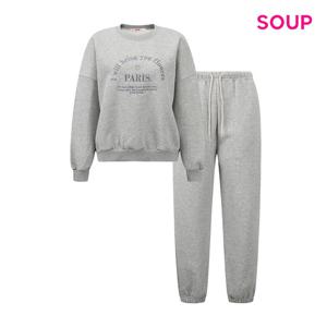 [숲]프린팅 루즈핏 기모 맨투맨 앤 팬츠 셋업 (S5BST02)