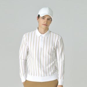 [헤지스골프][BEST]남성 핀스트라이프 긴팔 카라 니트(HUSW5C615OW)