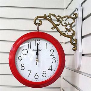 GB2261 무소음 양면 벽시계 레드 제조한국 양면시계 무소음시계 인테리어벽시계 집들이선물