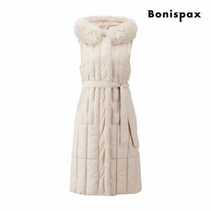 [보니스팍스] 벨티드 후드 퍼 롱 패딩 베스트 (XPCVT001M0)