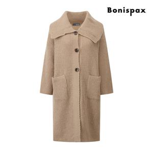 [보니스팍스(여성의류)]빅 카라 롱 니트 가디건 XPBKG007M0