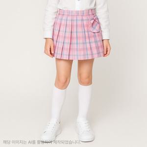 [로엠걸즈(아동)]하트포켓 체크 플리츠 스커트치마 RGWH2581P