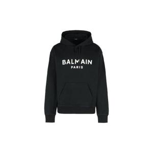 Balmain 로고 프린트 드로스트링 후드티 GH1JR007BD45 EAB TP963593129
