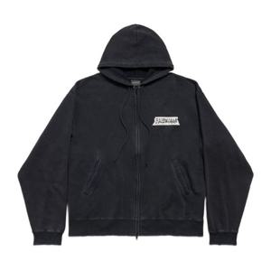 발렌시아가 디스트레스드 디테일 프론트 포켓 후드 집업 850338