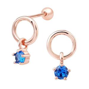 14k 금침 로즈골드 블루 큐빅 드롭 피어싱