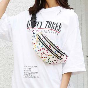 버터플라이 홀로그램 패턴 더블 지퍼 포켓 힙색