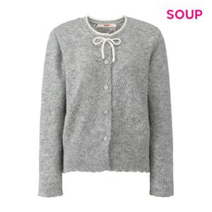 [숲]리본 타이 아일렛 니트 가디건 S5CGD11