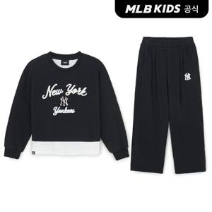 [MLB키즈 공식]26SS 스포티브 애슬레저  레이어드 맨투맨세트 (여아) NY (Black)7FS2A0261-50BKS