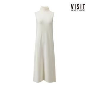비지트인뉴욕  하이넥 슬리브리스 니트 롱 원피스 (V5BOP04)
