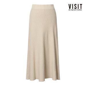 비지트인뉴욕  꽈배기 니트 플레어 롱 스커트 (V5BSR03)