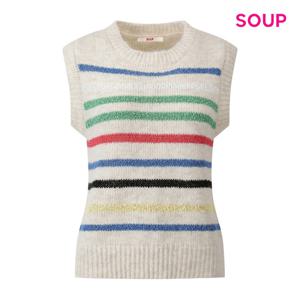 [숲]멀티 라인 배색 포인트 니트 베스트 S5CVE06