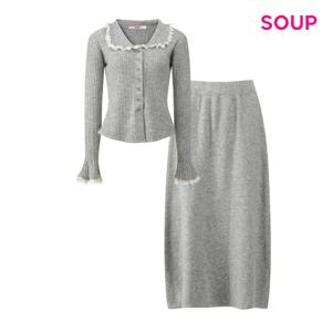 [숲]프릴넥 골지 니트 앤 롱 스커트 셋업 S5CST08