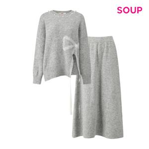 [숲]리본 트임 니트 앤 A라인 스커트 셋업 S5CST07