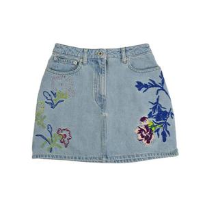 겐조 여성 플로럴 자수 데님 미니 스커트 FE52DJ2806B4 DT