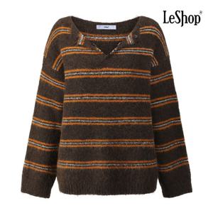 [르샵]오픈 카라 버튼 스트라이프 니트 BQ1KP007A