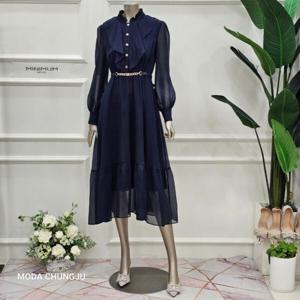 [미니멈]MD 프릴넥 쉬폰 롱 원피스 MD MMZAGWO2940_CJ