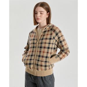 닥스 여성 26SS 베이지 THE ORIGINAL 체크 집업가디건 DLSW6A117I2