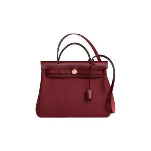 에르메스 에르백 집 31 백 르투르네 밀리터리 캔버스 헌터 카우하이드   골드 하드웨어 루즈 아쉬 H078971CCCQ