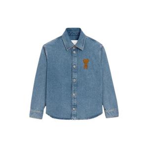 AMI Paris 아미 드 쾨흐 데님 로고 셔츠 재킷 E26UJK897DE0046