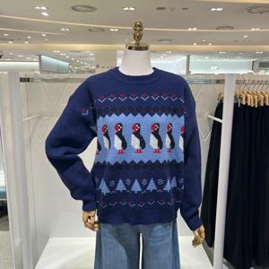 [밸리걸] 펭귄 패턴 라운드 니트 497939