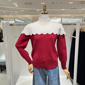 [밸리걸] 웨이브 배색 디자인 니트 498149