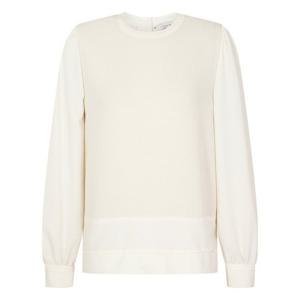 캐리스노트 배색 셔링 블라우스 (CN3FBL001)