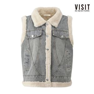 비지트인뉴욕  융털 안감 데님 베스트 (V61VE01)