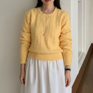 [올리비에스클로젯]꽈배기 라운드 컬러 니트_O2601KN004A