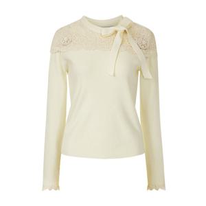 [포커스]페미닌 시스루 레이스 배색 타이 니트 PBVFF6S1KT2001