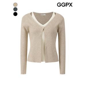 [GGPX]투톤 레이어드형 원 버튼 니트 (GQ1KP025F)