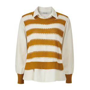 [포커스]스트라이프 베스트 레이어드 블라우스 PBVFF6S1BL5061