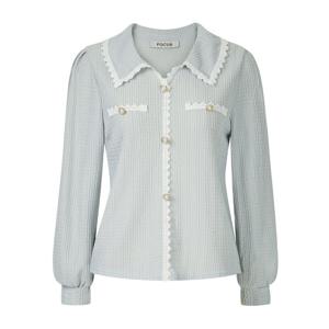 [포커스]레이스 배색 카라 와플 블라우스 PBVFF6S1BL5041