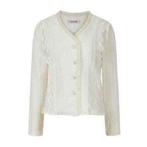 [포커스]프릴 브이넥 엠보 블라우스 PBVFF6S1BL5011