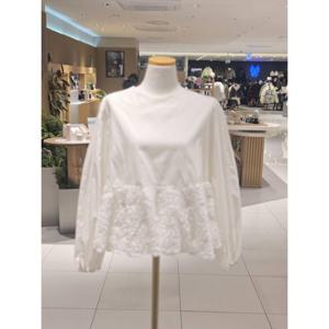 [파프리카]꽃 레이스 퍼프 소매 블라우스 NK1BL201