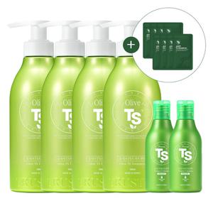 [티에스] TS 올리브 트리트먼트 500g 4개 + 프리미엄 TS 샴푸 100g 2개 + 저스트 TS 샴푸 샤쉐 6g 8개