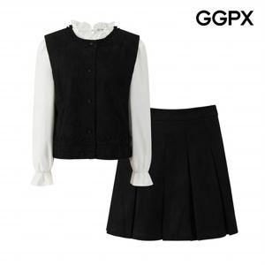 [GGPX] 러블리 프릴 블라우스 앤 스웨이드 3PS (GQ1ST011F)