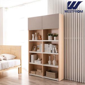 웨스트프롬 모던와플 5단 책장 120cm 그레이 도어형 내추럴콤비