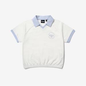 [34%OFF][휠라키즈] Girls 크롭 카라 티셔츠 (FK2TSG2301F_IVY)