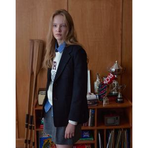 헤지스 여성 24FW 가격인하울100% 블랙 로고 자수 싱글 자켓 HSJA4D901BK